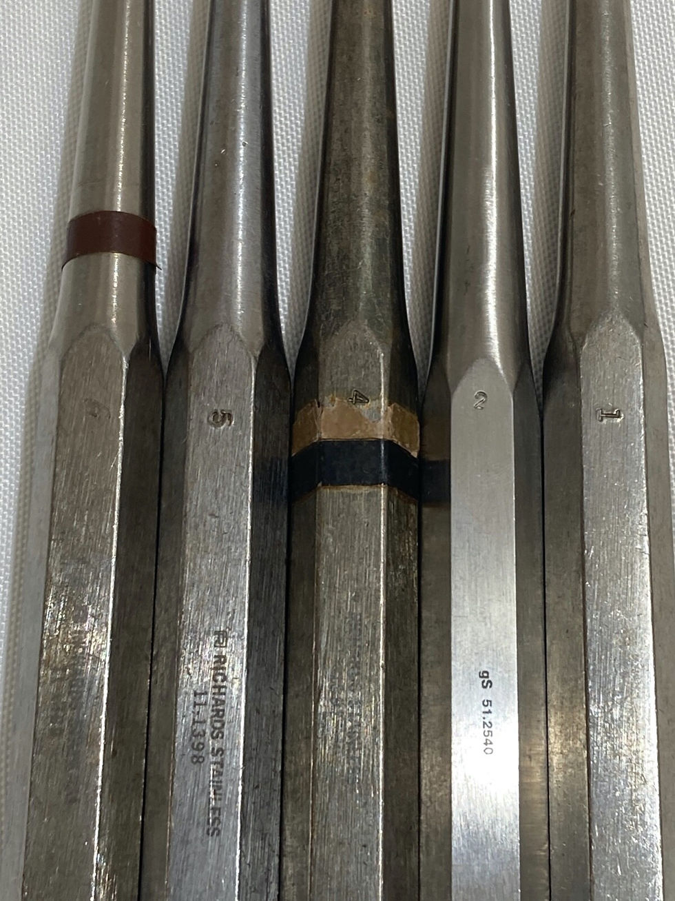 Thumbnail: Set of 11 Richards Straight & Angled 9" Heavy Bone Curettes Orthopedics Trauma