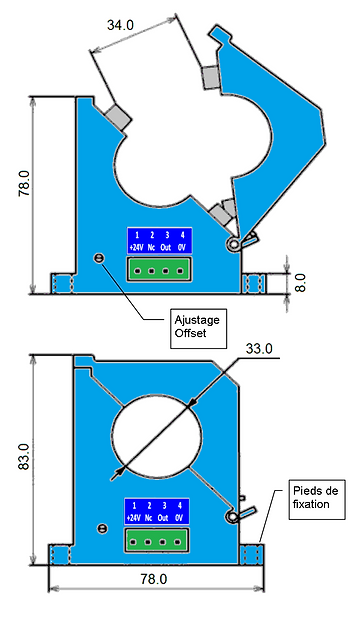 encombrement SHoDC3F33 (4-20mA)