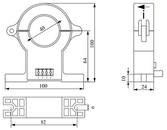 Encombrement capteur de courant SHoL40