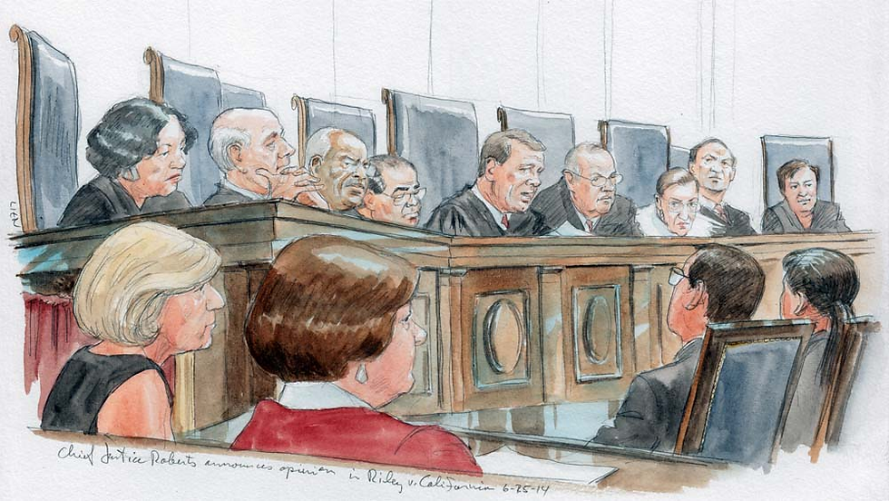 Courtroom Sketch of Riley v. California (Art Lien)