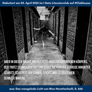 „Aber in dieser Nacht, an der Seite ihres geschundenen Körpers, der trotz Schmerzen frei und ...