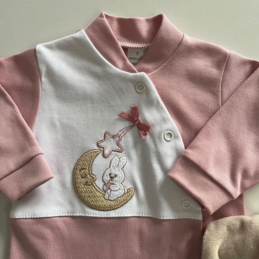 Miniatura: Babygrow de algodão - Coleção Coelho na lua