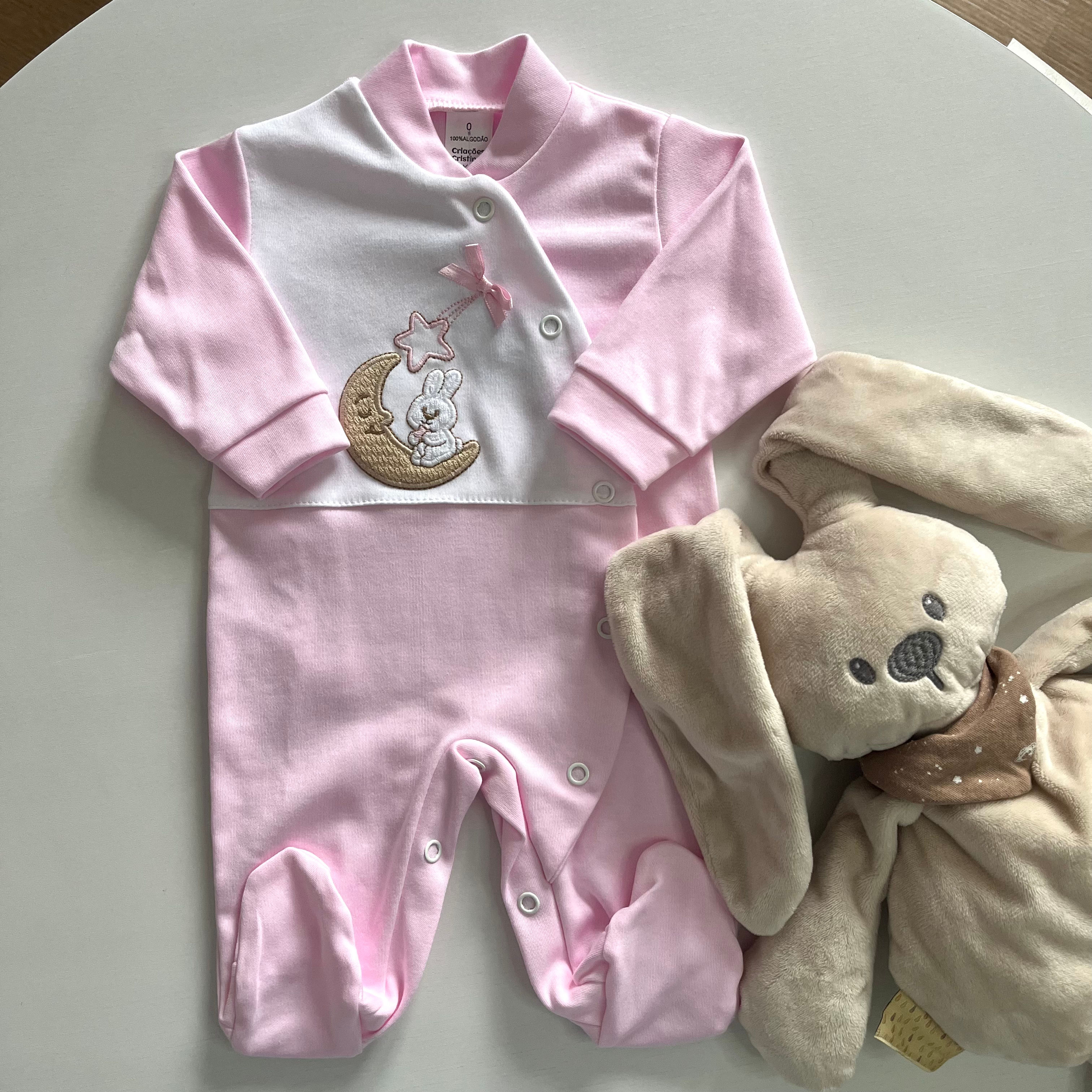 Babygrow de algodão - Coleção Coelho na lua