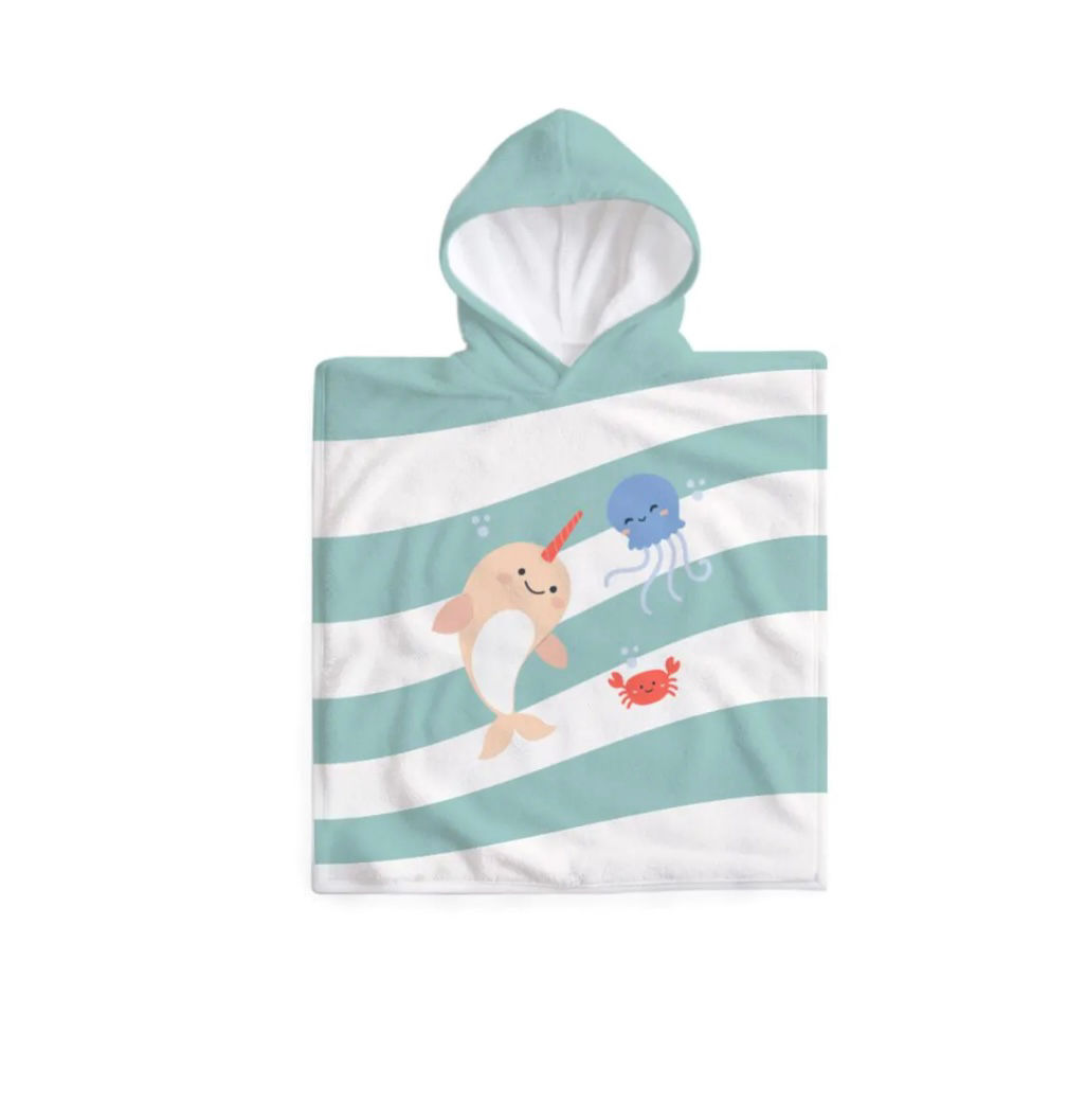 Poncho de algodão animais do mar