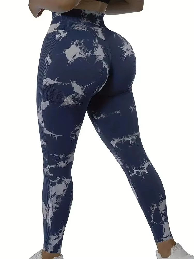Miniatura: Calças Justas Femininas Tie Dye para Yoga