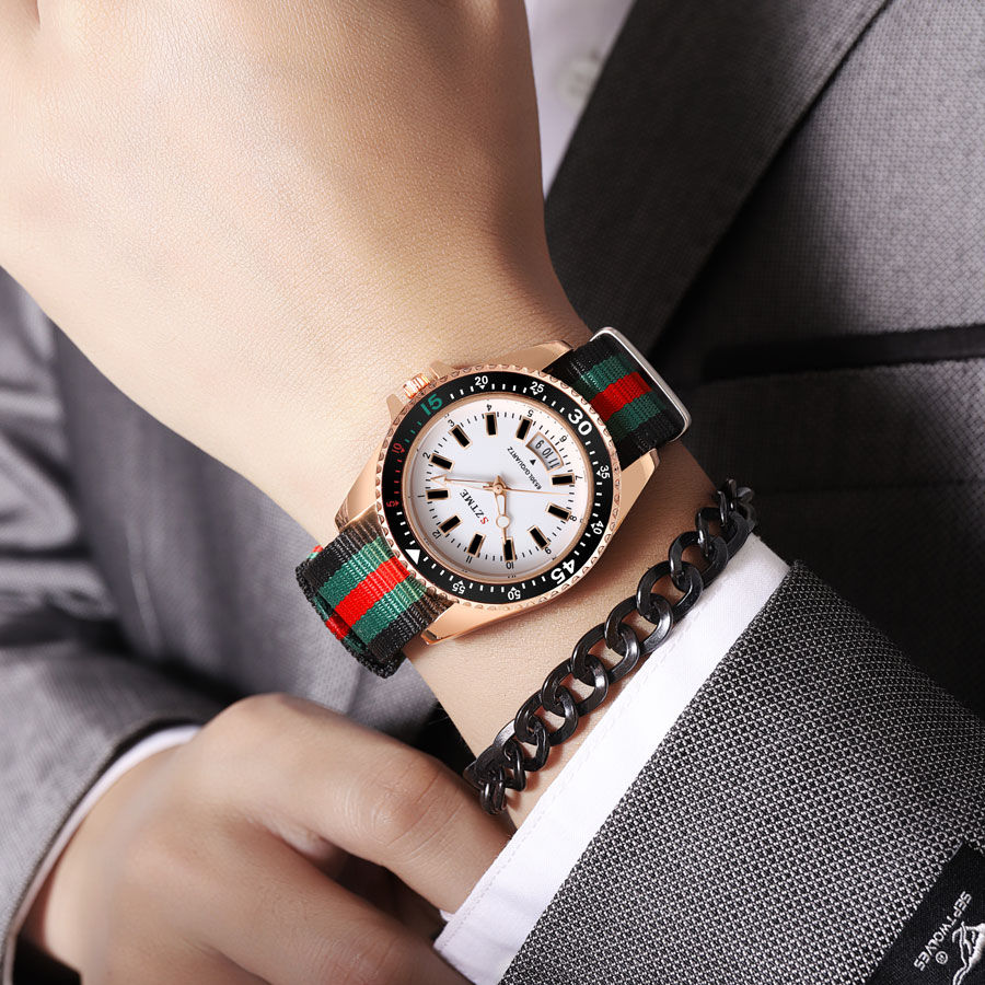 Thumbnail: Relógio de Quartzo Masculino com Pulseira de Nylon e Função de Luz Noturna