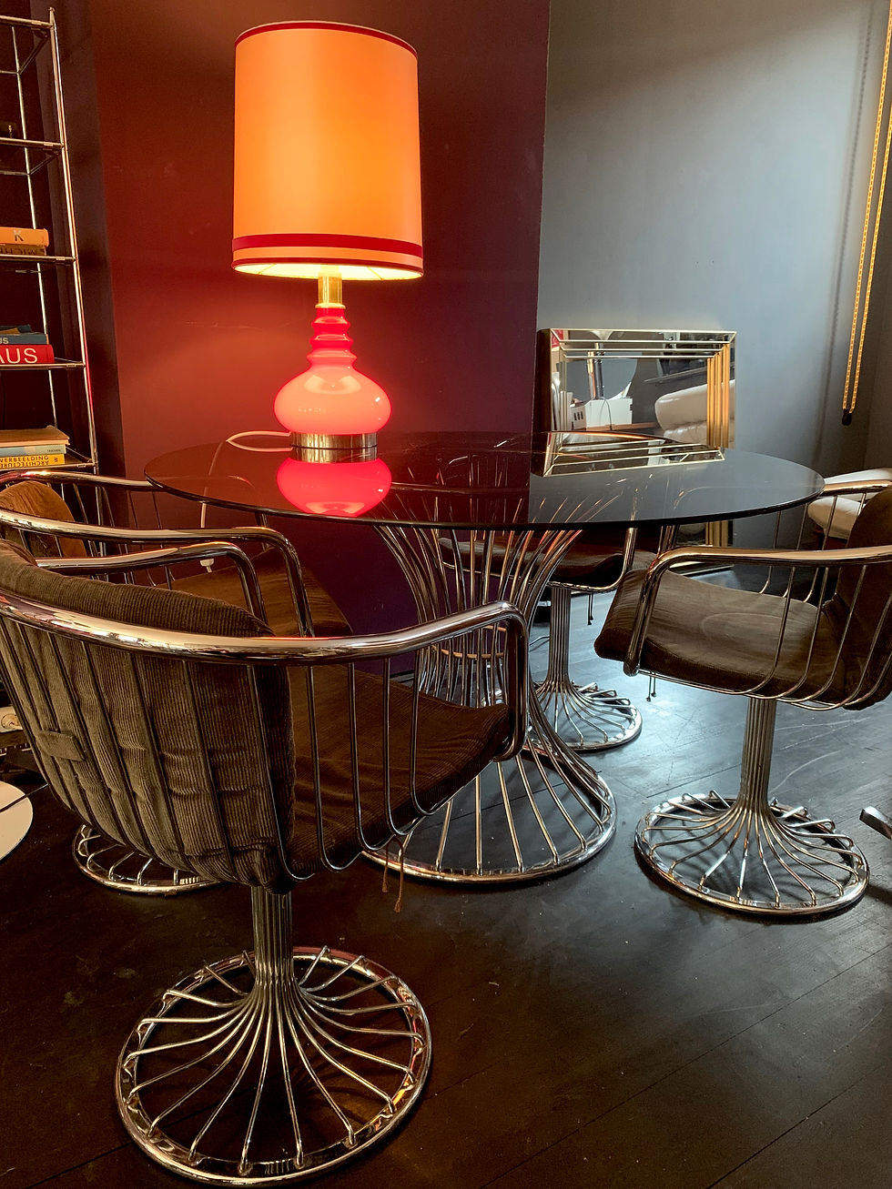 Thumbnail: Funky dining table with four chairs, 1960's
