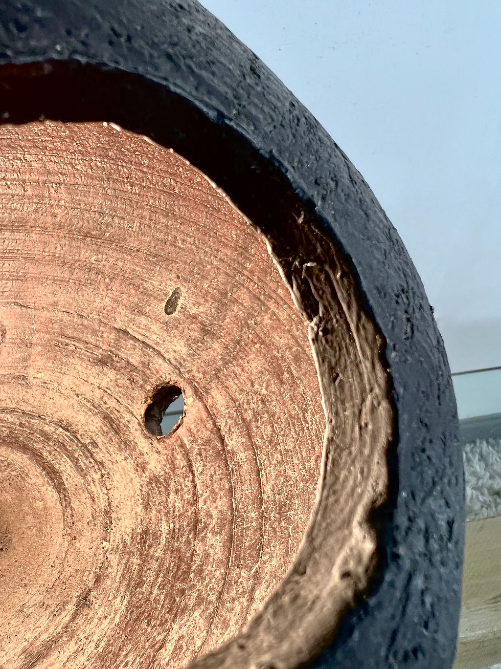 Thumbnail: Brutalist black ceramic table lamp, France 1960