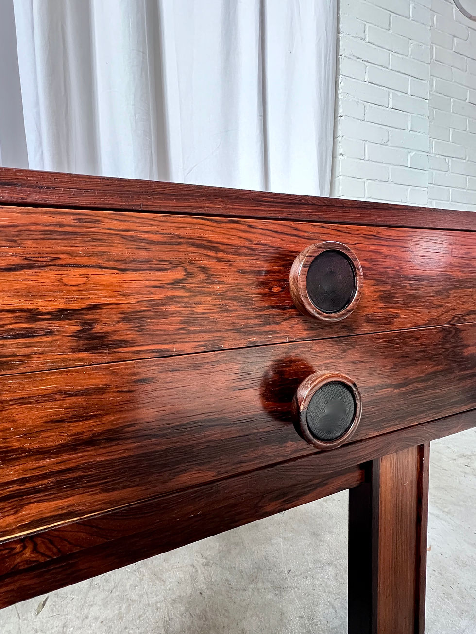 Thumbnail: Compact lowboard in rosewood and leather, Sweden 1960