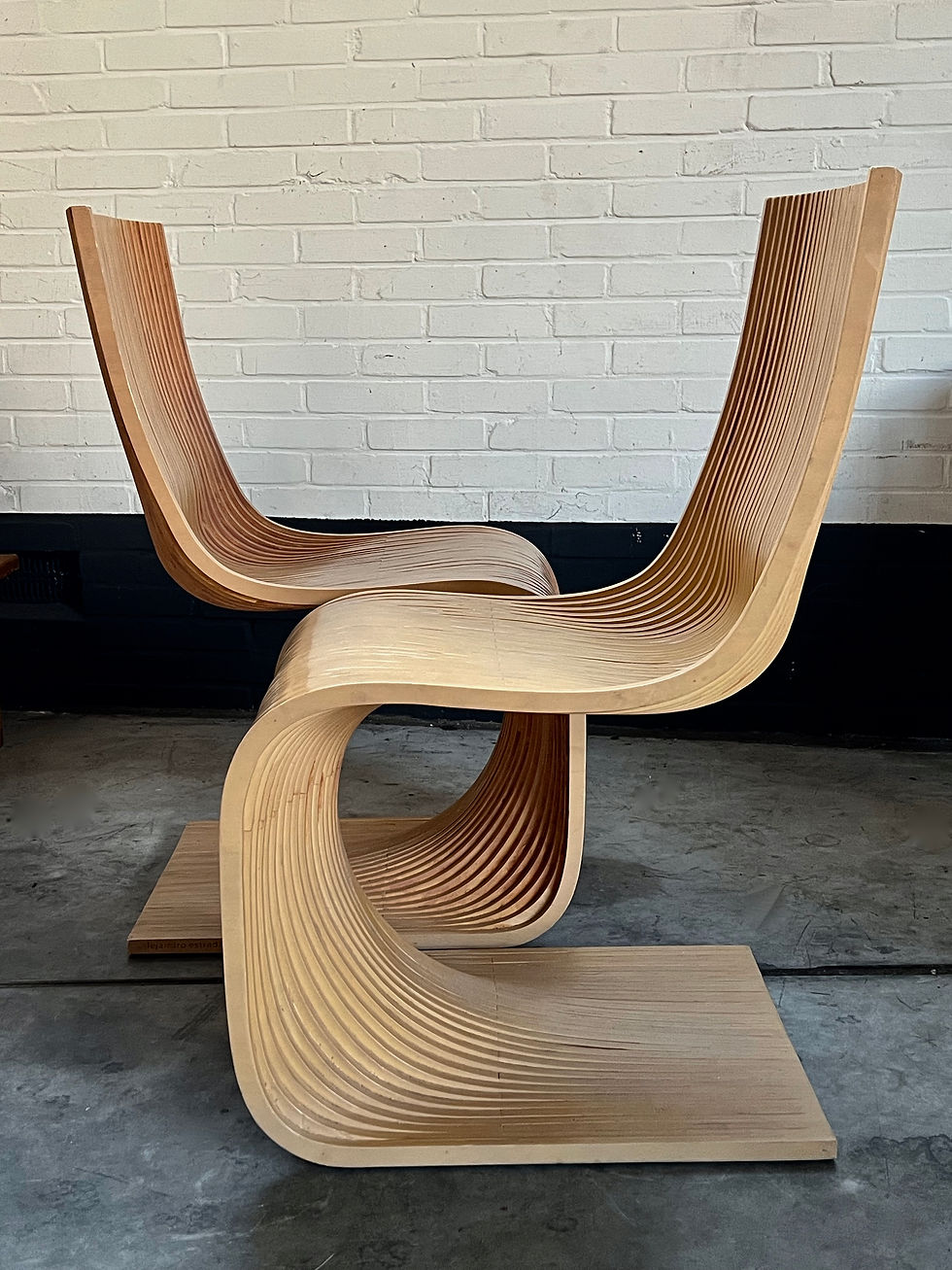 Thumbnail: Pair of sculptural chairs by Alejandro Estrada for Piegatto