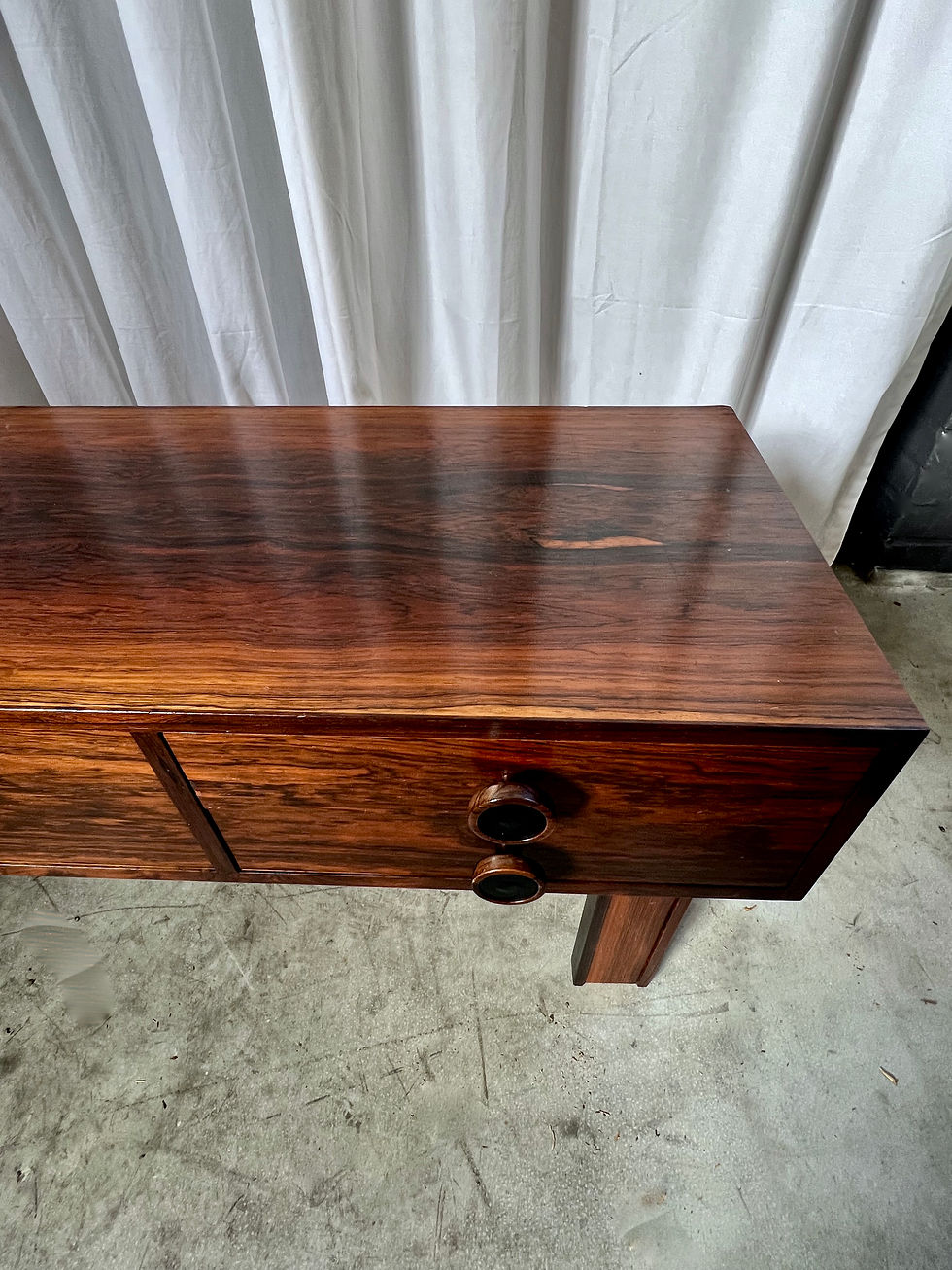 Thumbnail: Compact lowboard in rosewood and leather, Sweden 1960