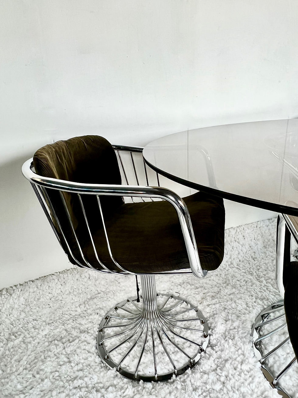 Thumbnail: Funky dining table with four chairs, 1960's