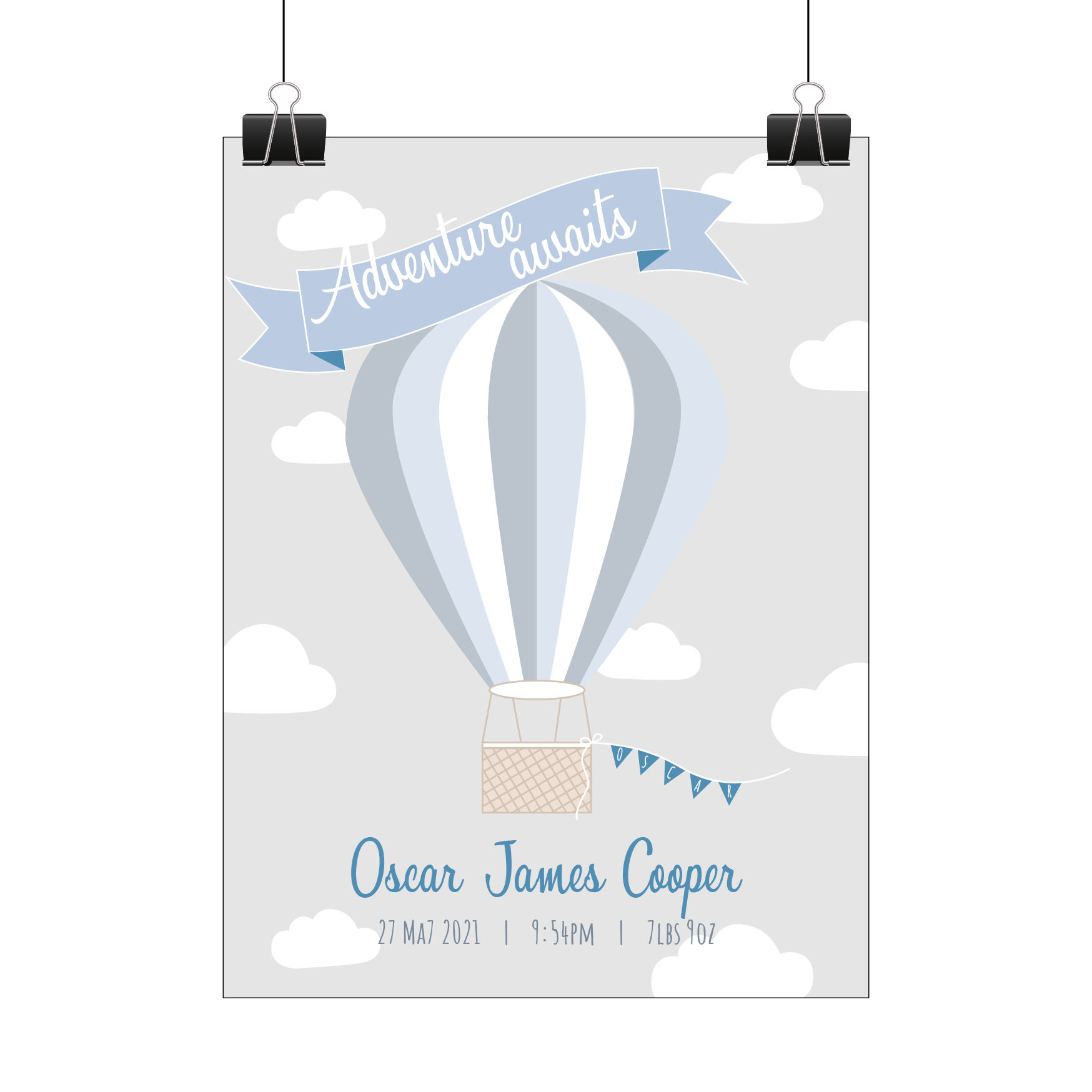 Personalised hot air balloon print