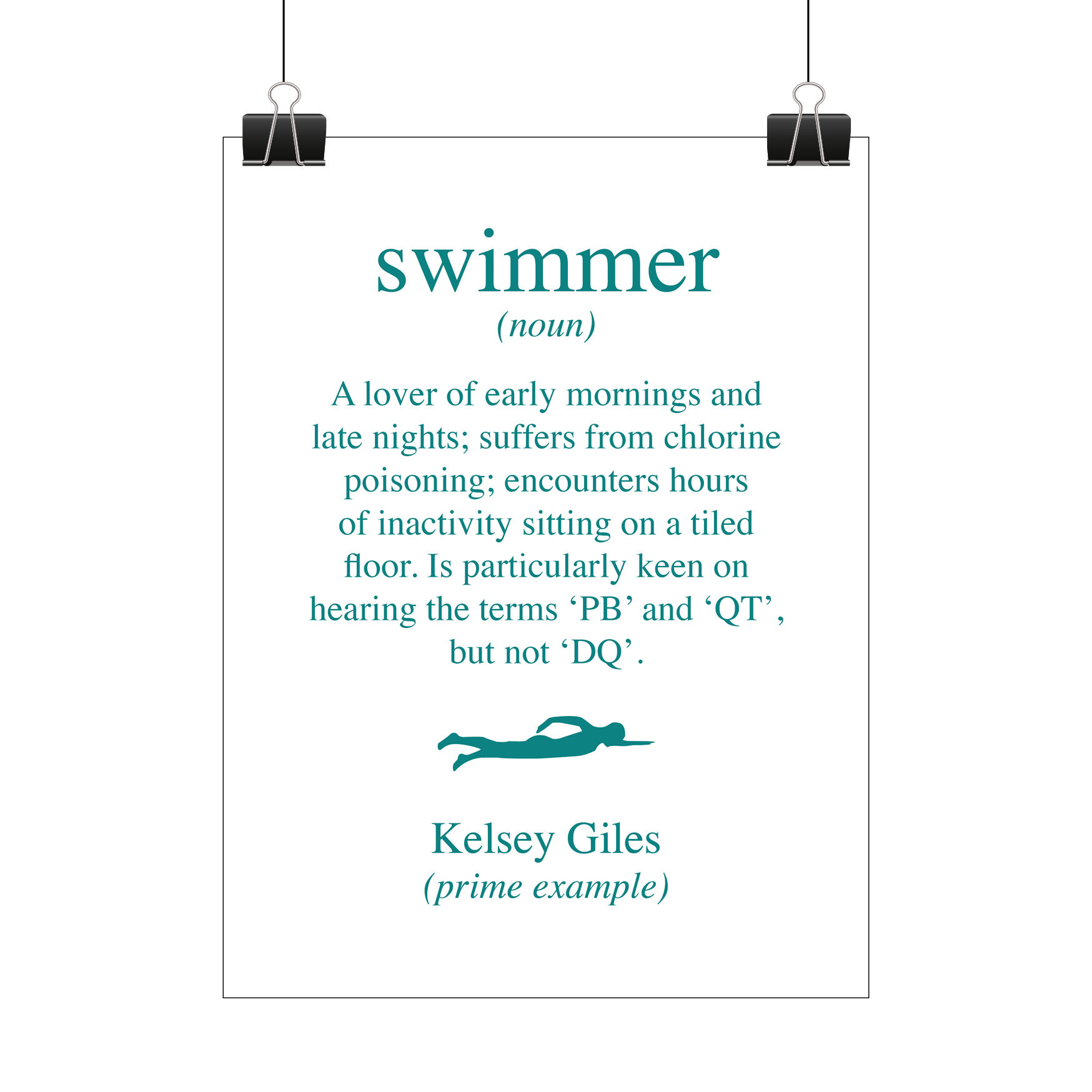 Personalised elite swimmer print