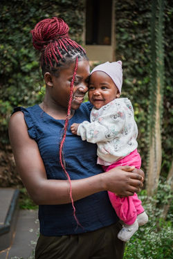 Smiling Woman and Child