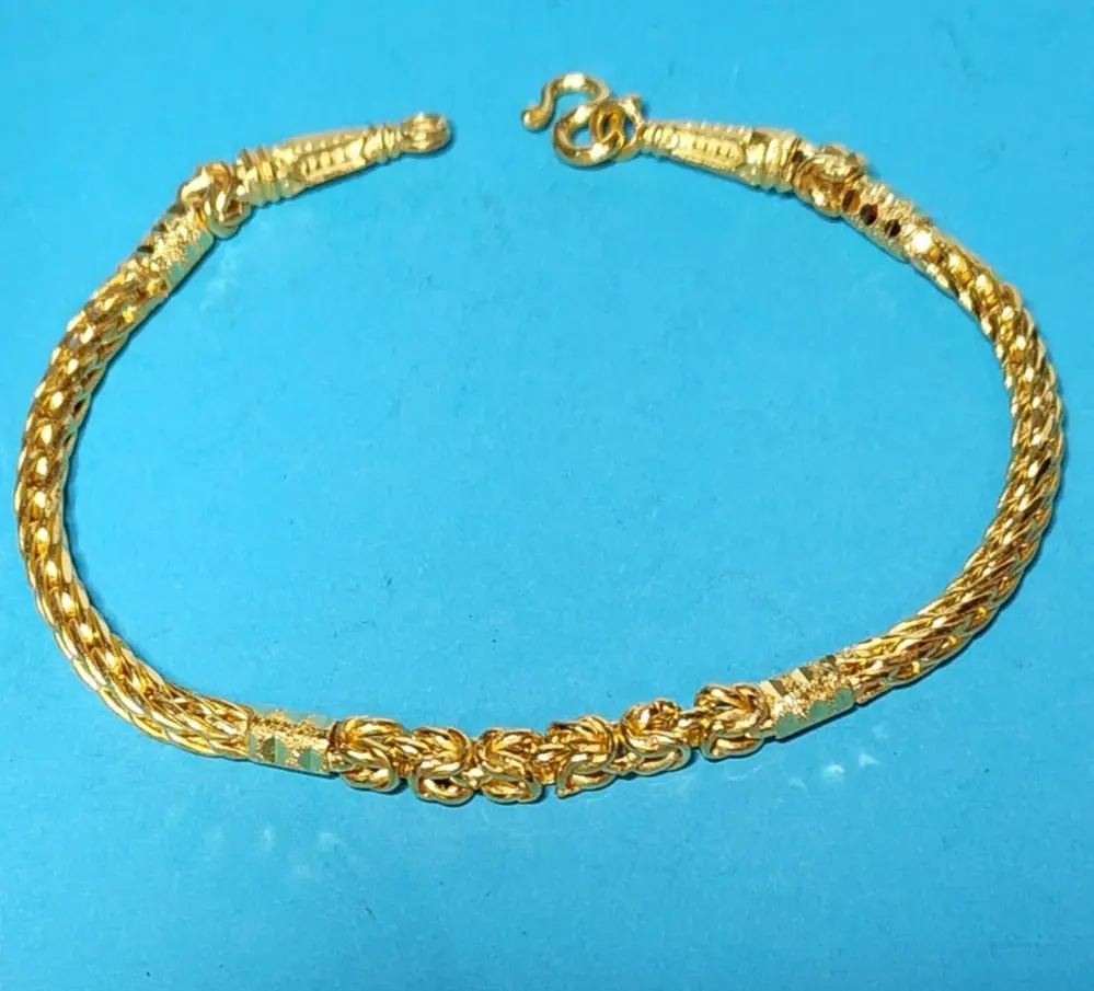 Solid Thai GOLD 0.965 Fine braid chain bracelet 7.60 grams (half baht)