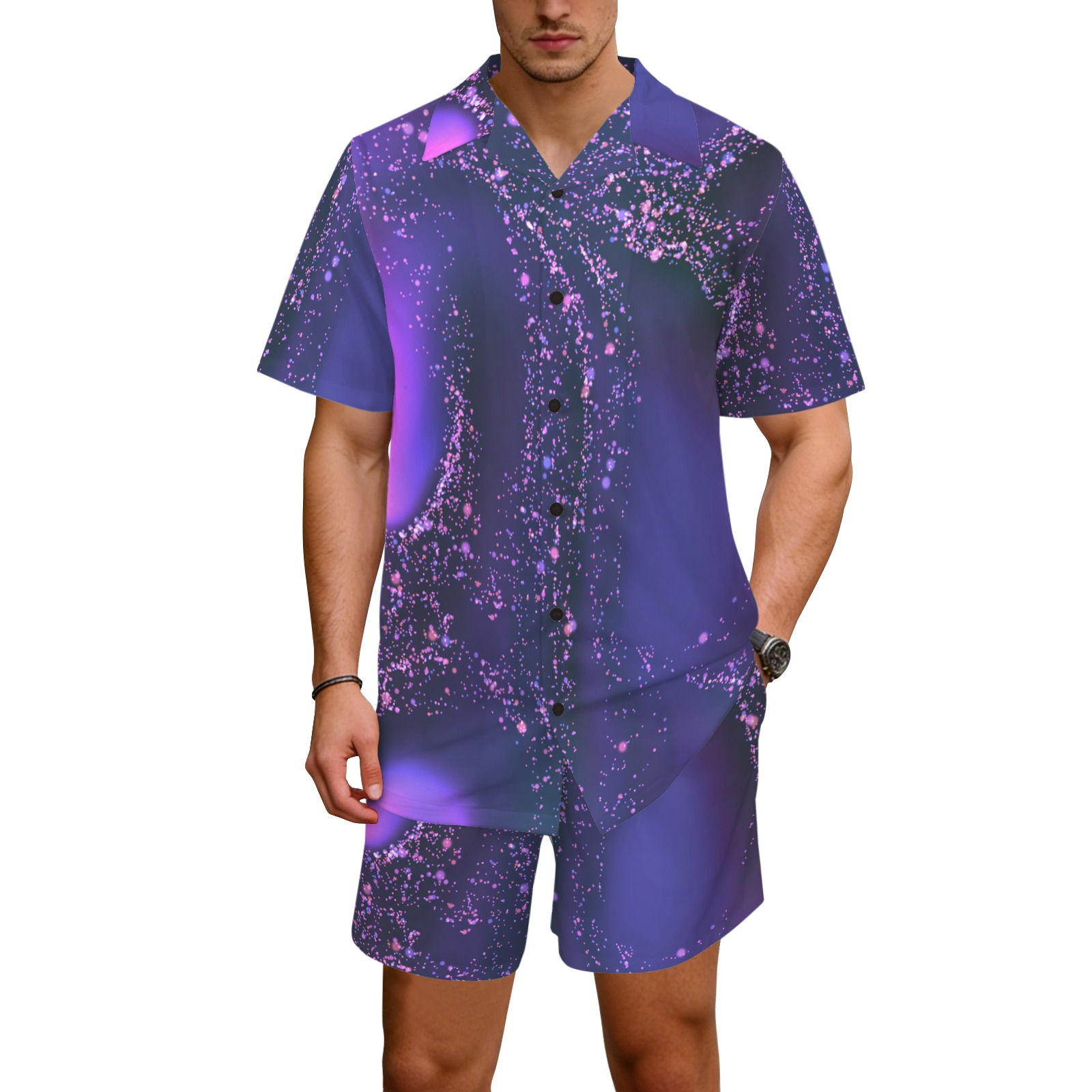 The Cosmic Currents Collection Hawaiian Shirt & Shorts Set