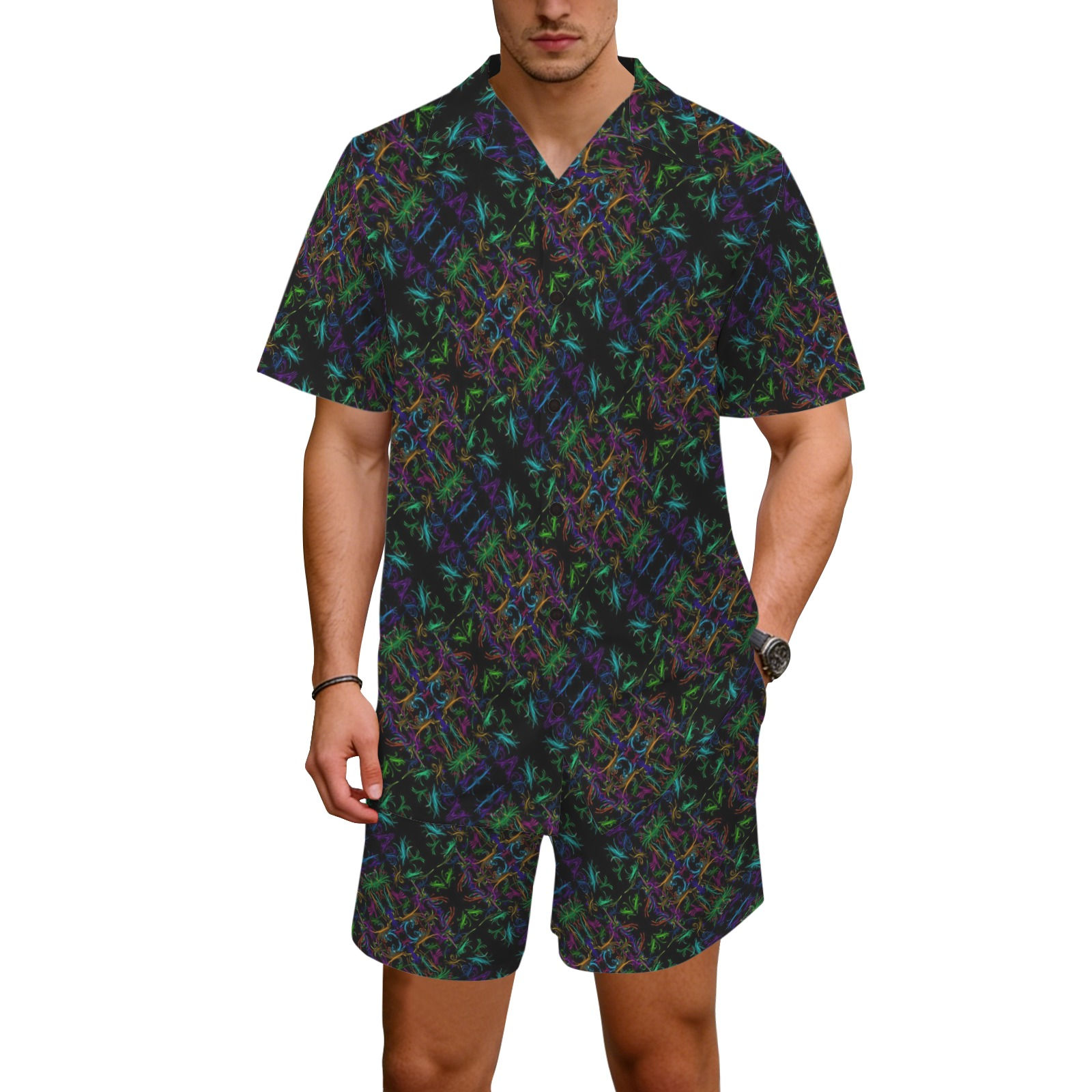 Abyssal Bloom Hawaiian Shirt & Shorts Set