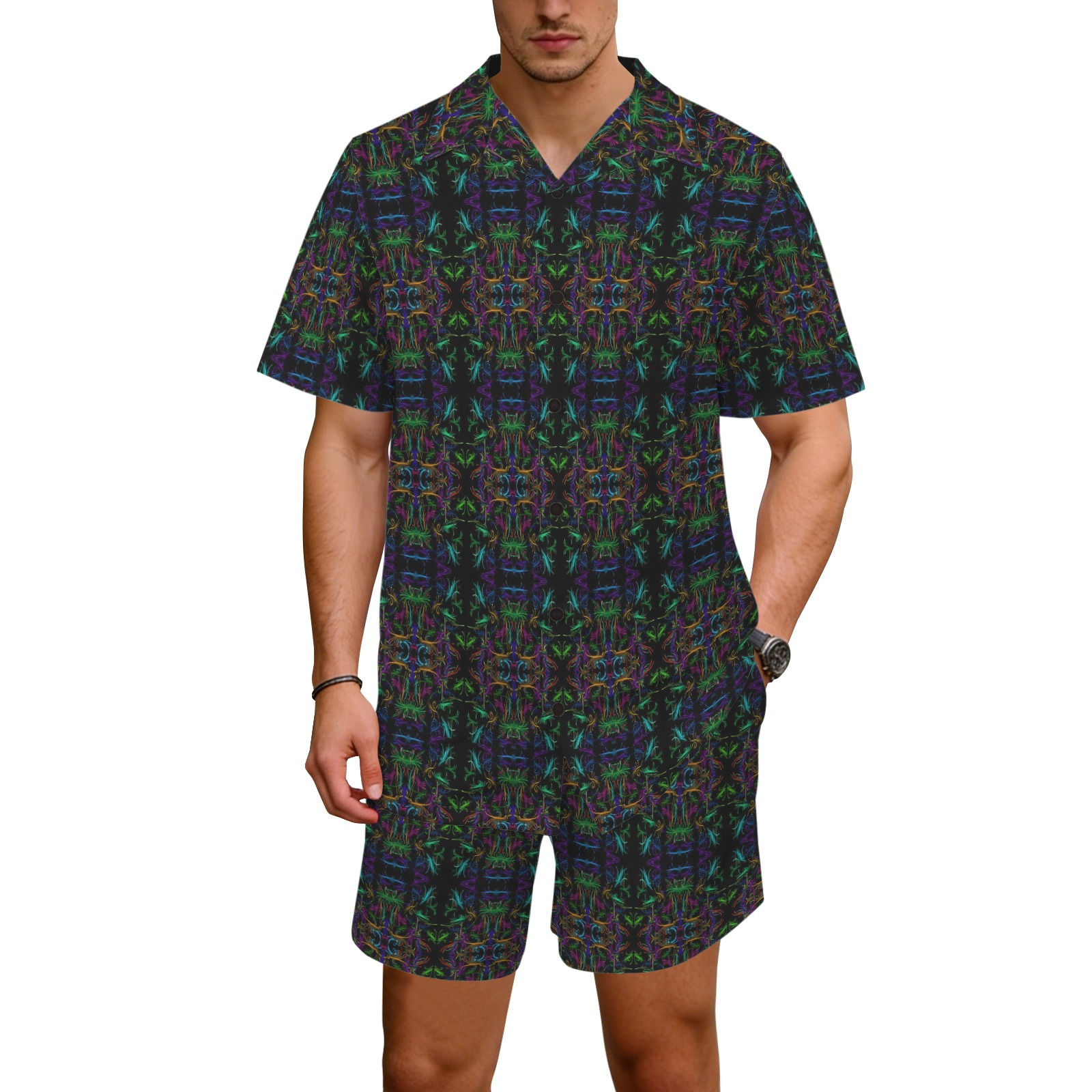 Abyssal Bloom Hawaiian Shirt & Shorts Set