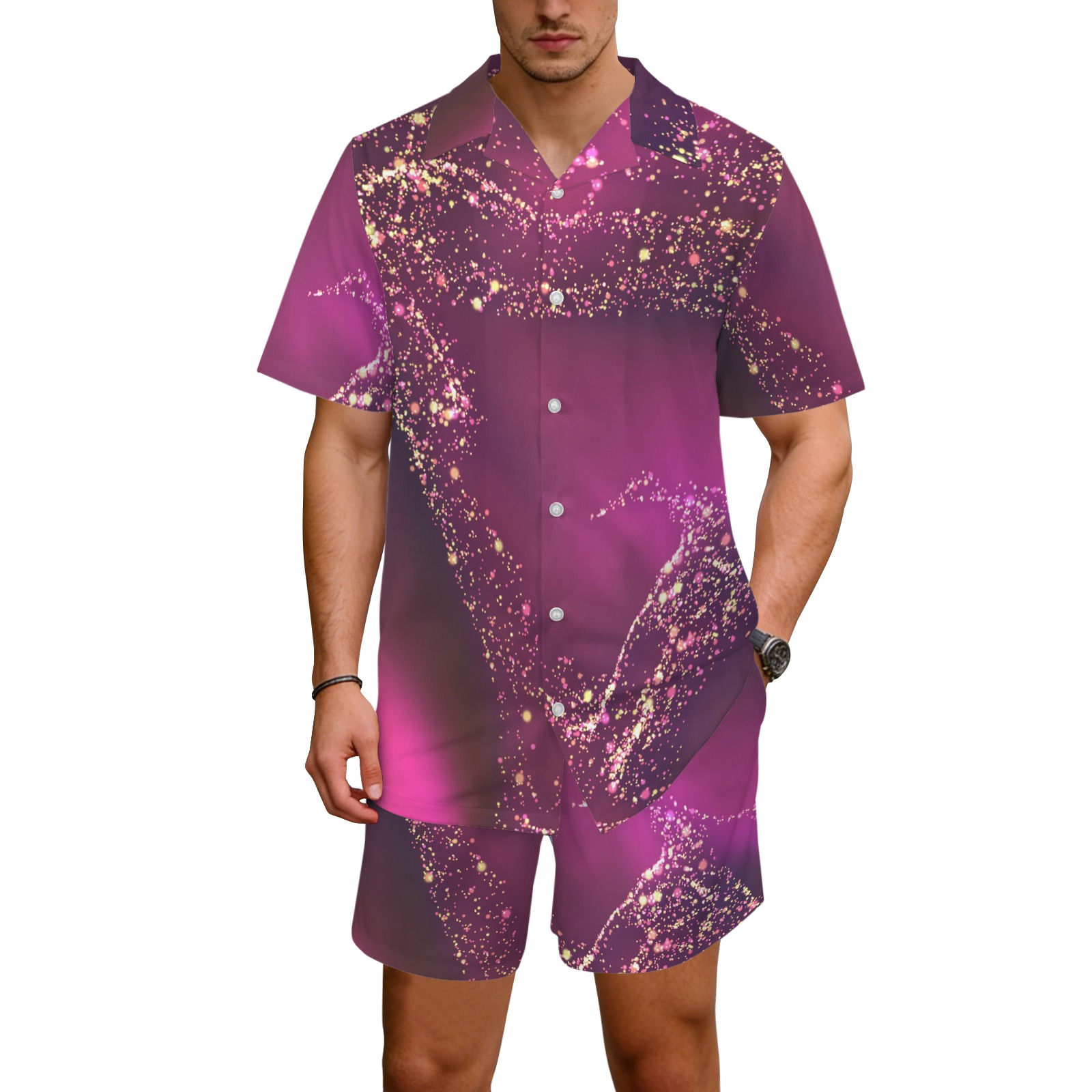 The Cosmic Currents Collection Hawaiian Shirt & Shorts Set