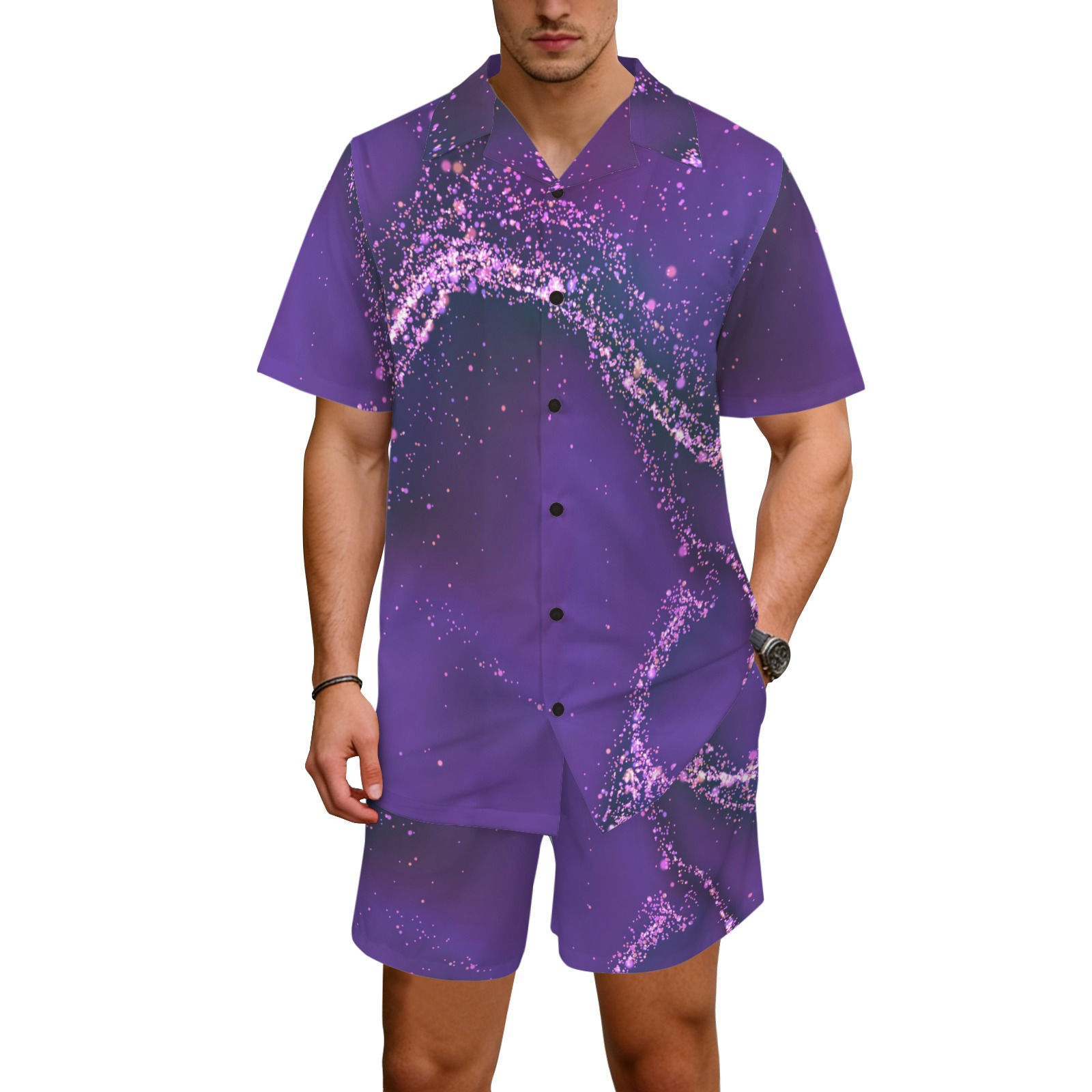 The Cosmic Currents Collection Hawaiian Shirt & Shorts Set