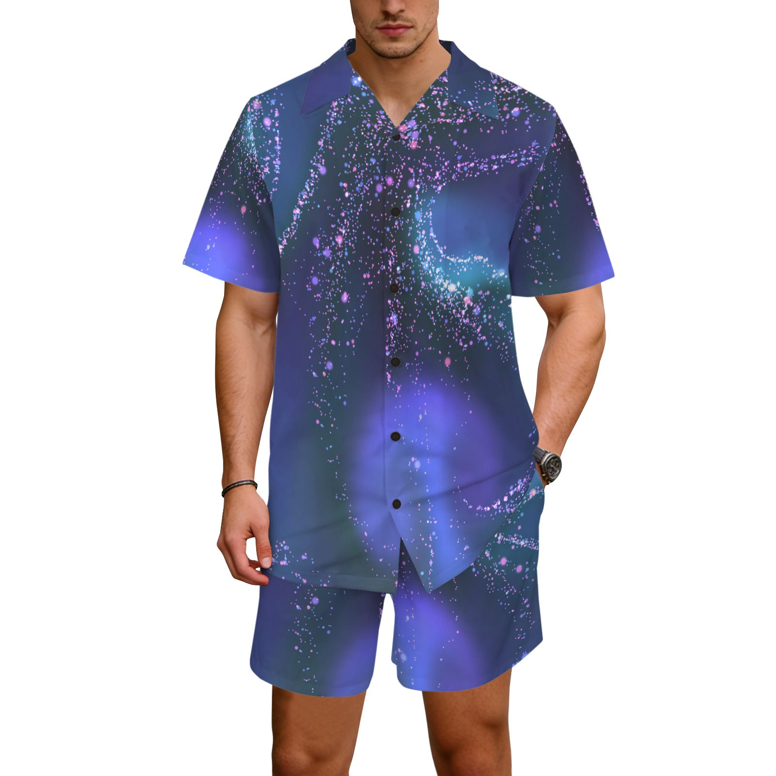 The Cosmic Currents Collection Hawaiian Shirt & Shorts Set