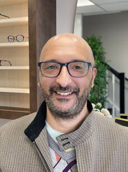 man modelling new black frames