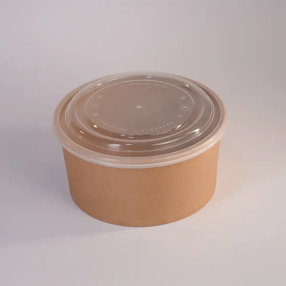 Thumbnail: Premium Kraft Paper Food Bowls with Crystal Clear Lids
