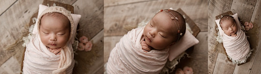 Andover newborn baby photographer, little girl with pretty bonnet and headband