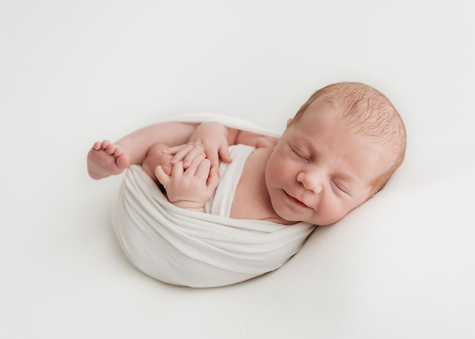 Newborn baby boy photography on white