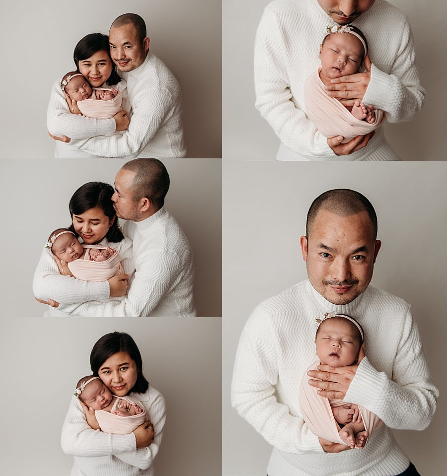 Andover family photographer, parents with newborn baby