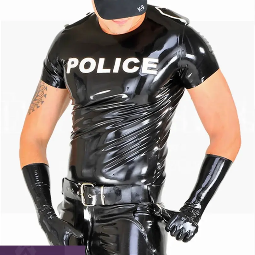 Miniature : EurocatLatex Mens T-Shirt Transparent Men Latex  Catsuit Vest Rubber  With