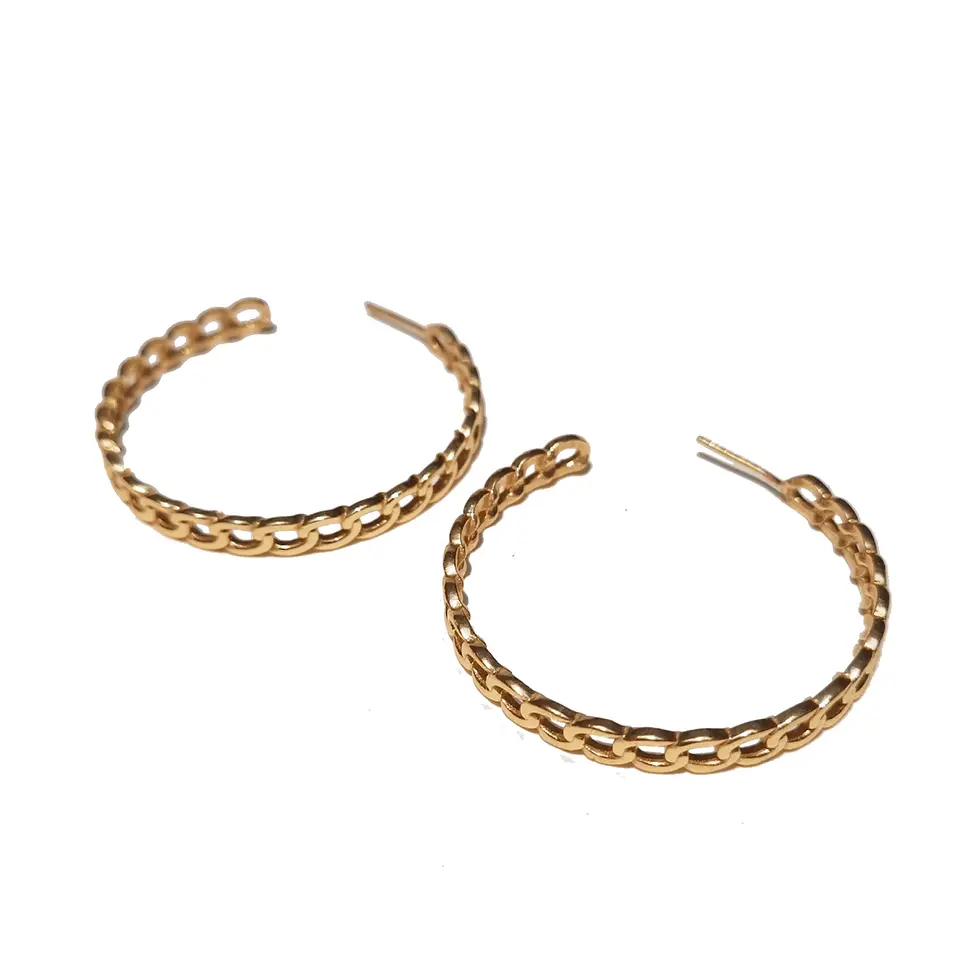 Thumbnail: Cuban Chain Large Hoops