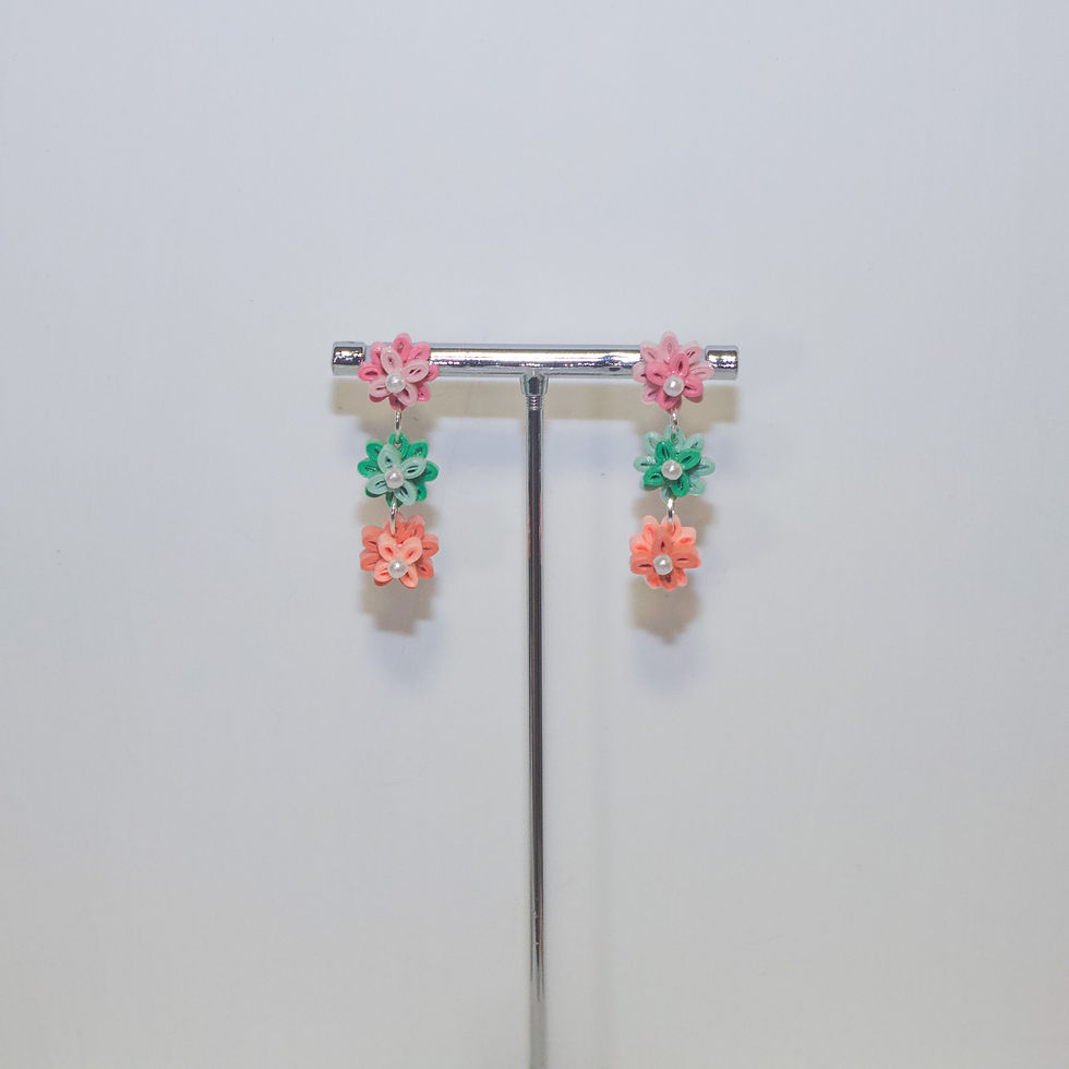 Thumbnail: Mini Pearly Blossom Dangle Earrings
