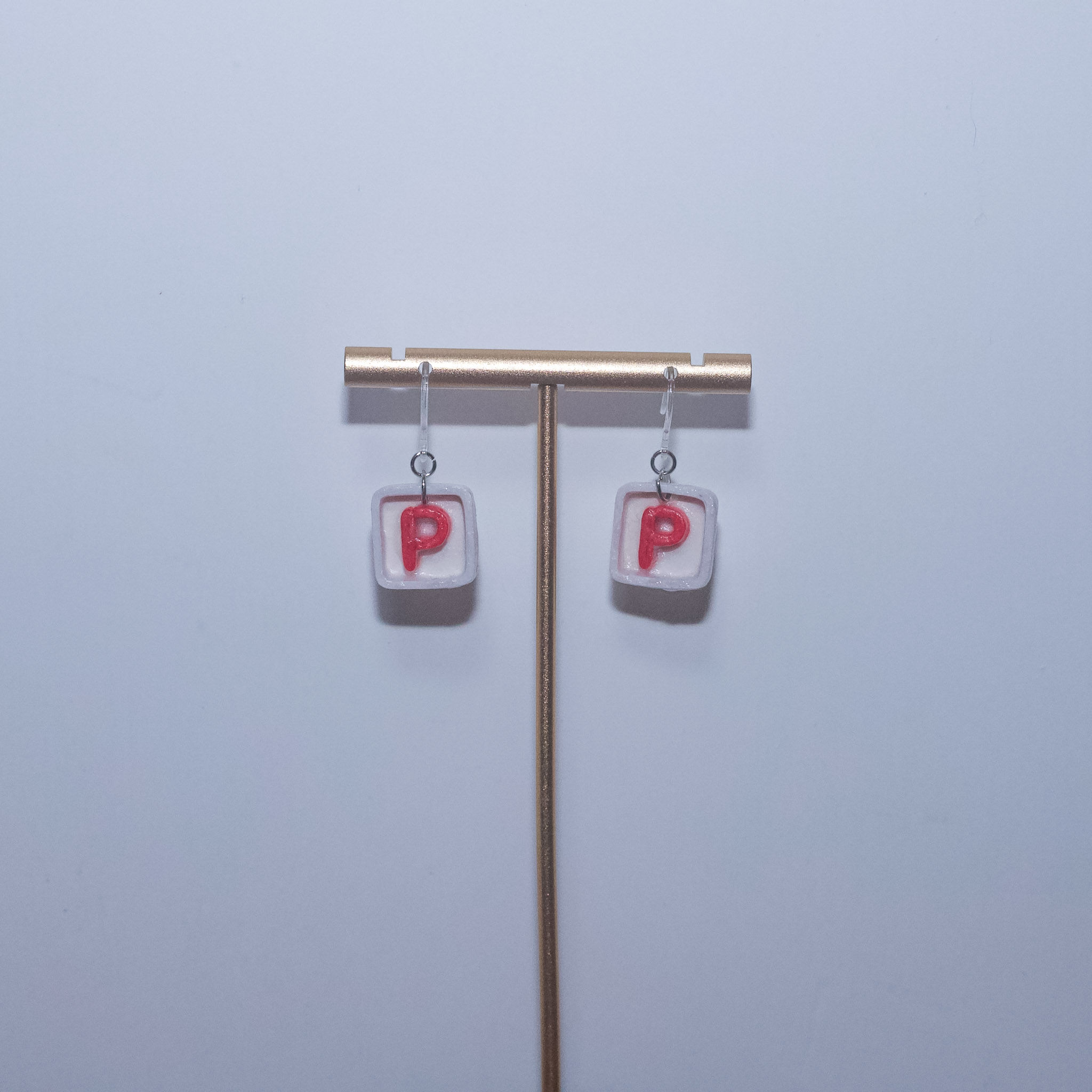 Hong Kong P-Plate Dangle Earrings