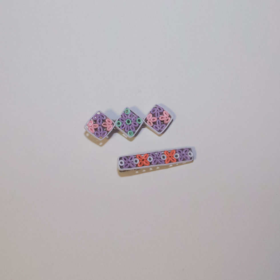 Mixed Colourful Paper Tile Hair Clip Set