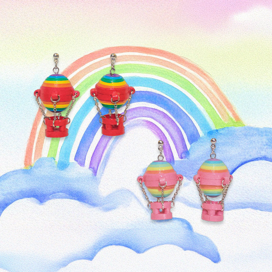 Rainbow Hot Air Balloon Earrings