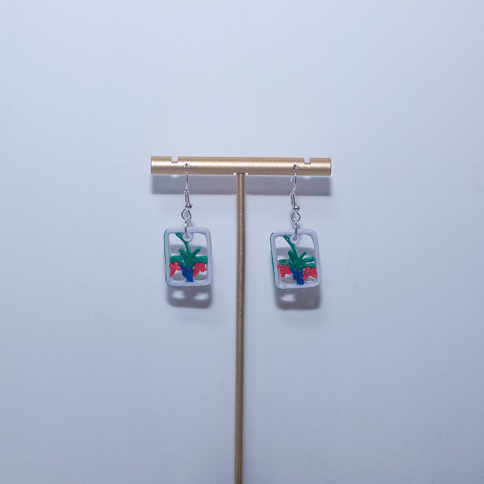 Thumbnail: Traditional Mahjong Flower Tiles Earrings