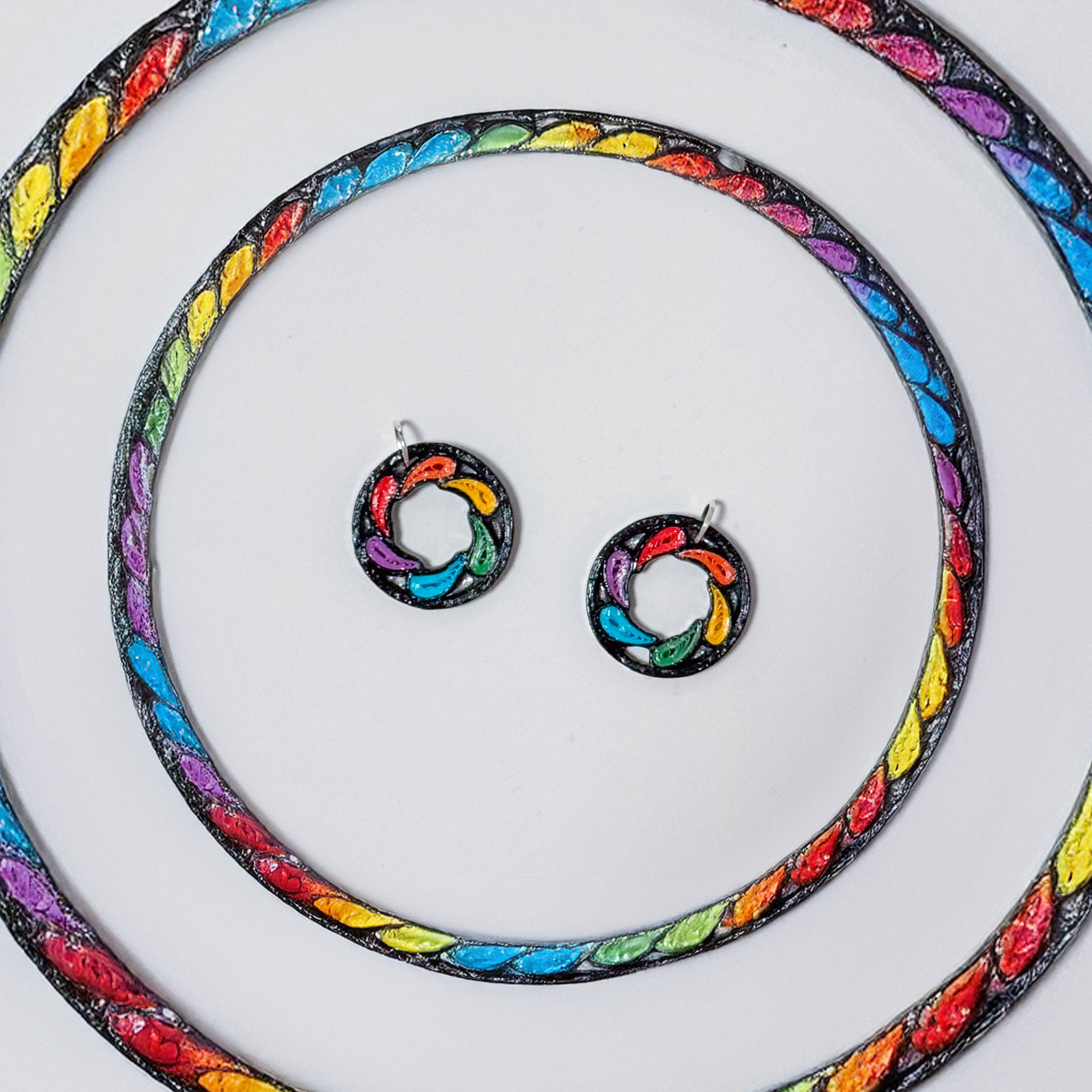 Rainbow Camera Shutter Dangle Earrings