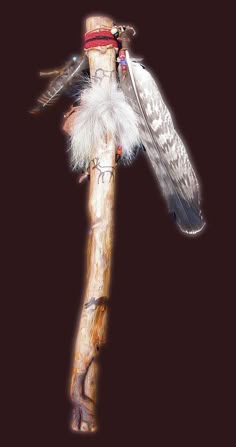 Prayer stick against a brown background