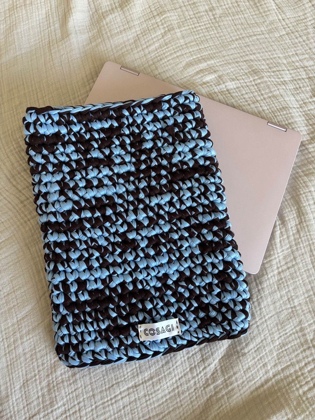 Laptop Tasche Kaffee Blau
