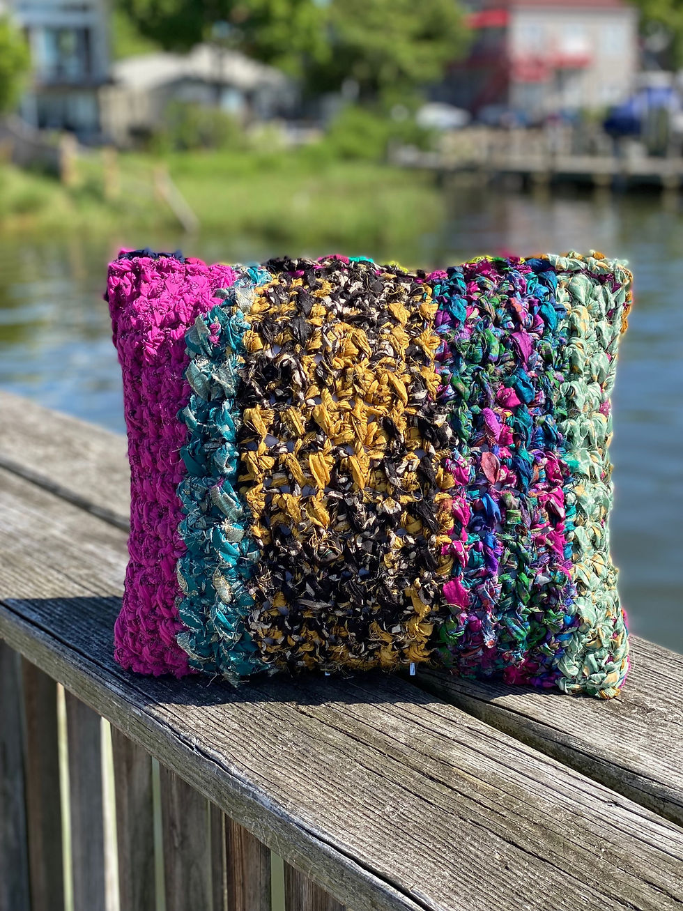 Thumbnail: Throw Pillow - Recycled Sari Silk - Square