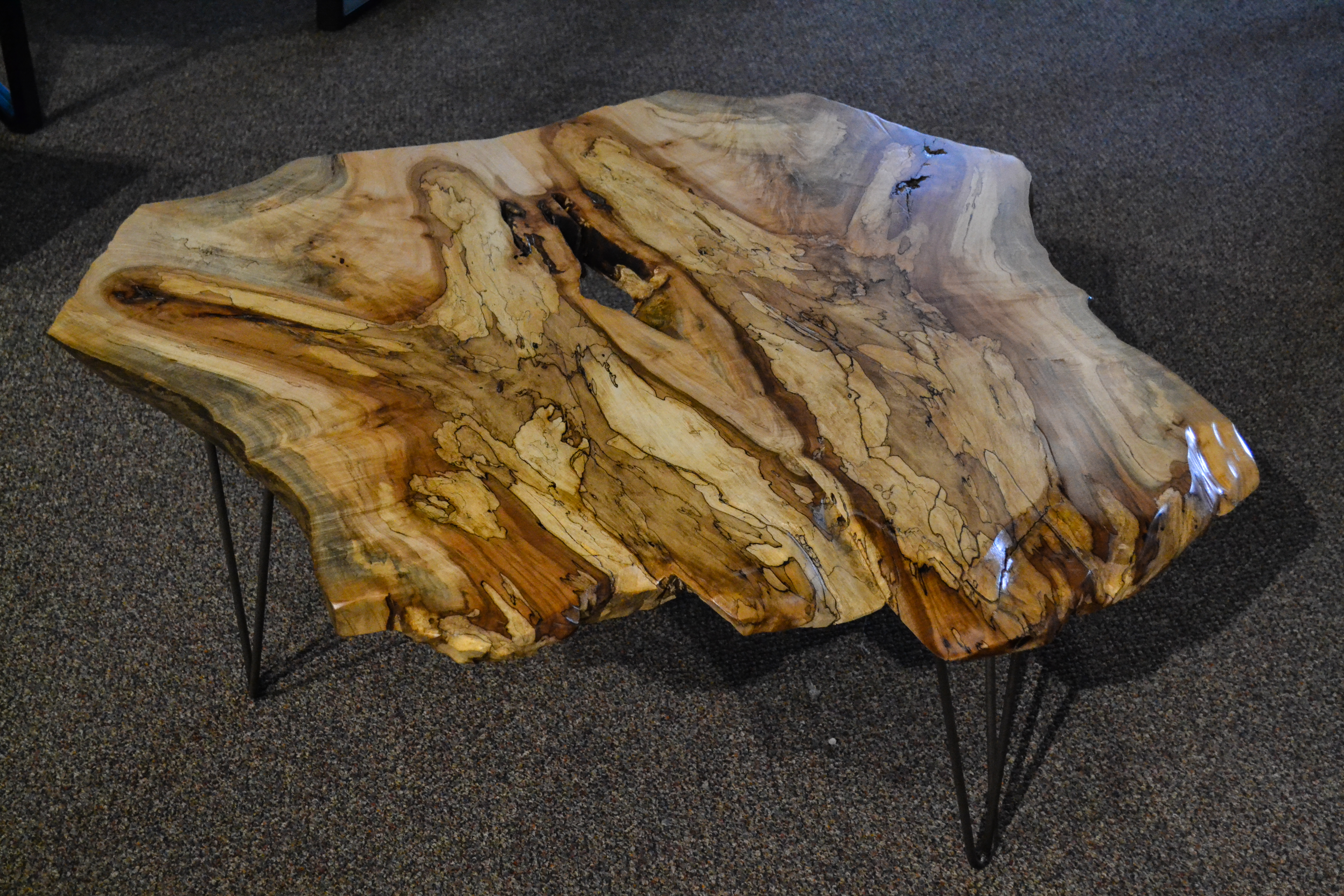 Live Edge Maple Coffee Table with Hairpin Legs