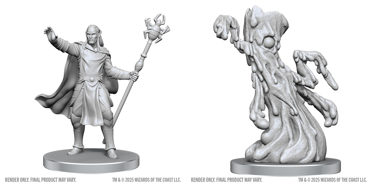 DND UNPAINTED MINIS DROW MAGE & YOCHLOL