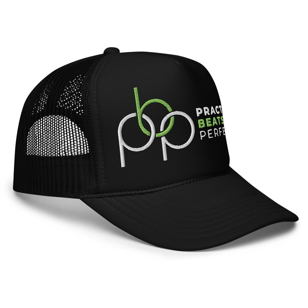 Thumbnail: PBP Black & Green(Kiwi) Trucker Hat Practice Beats Perfect #PracticeBeatsPerfect