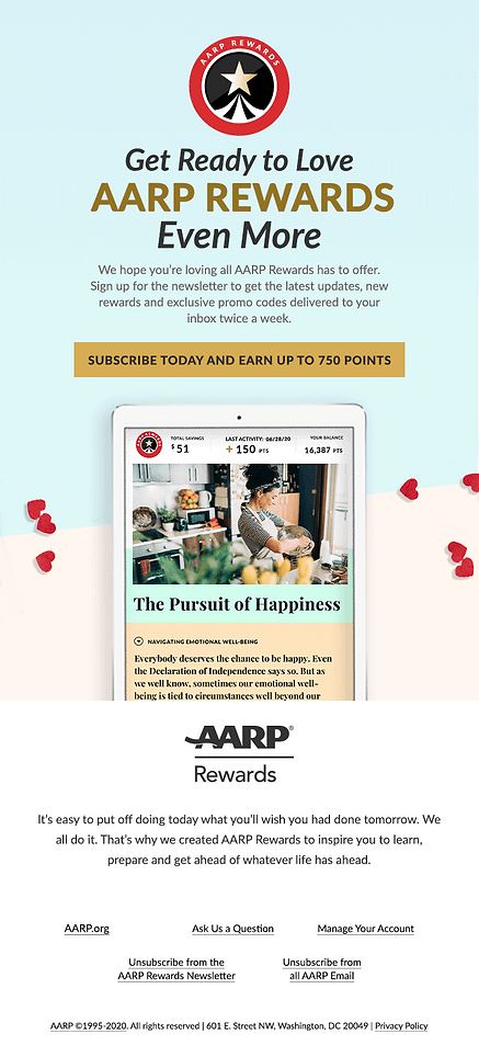 AARP Rewards Acquisition Email