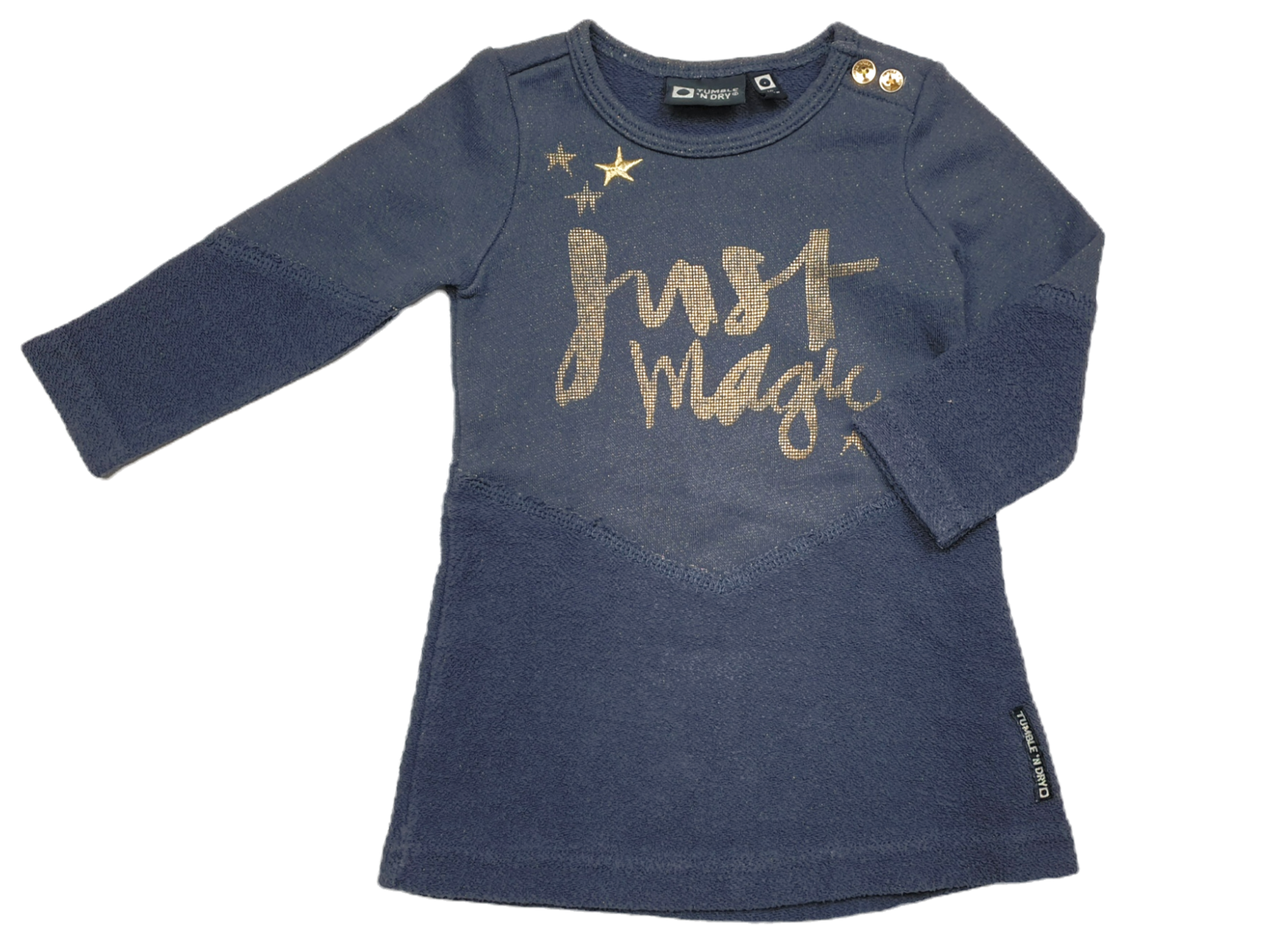Grijsblauw Jurkje met Structuur | Tumble 'n Dry | Maat 74