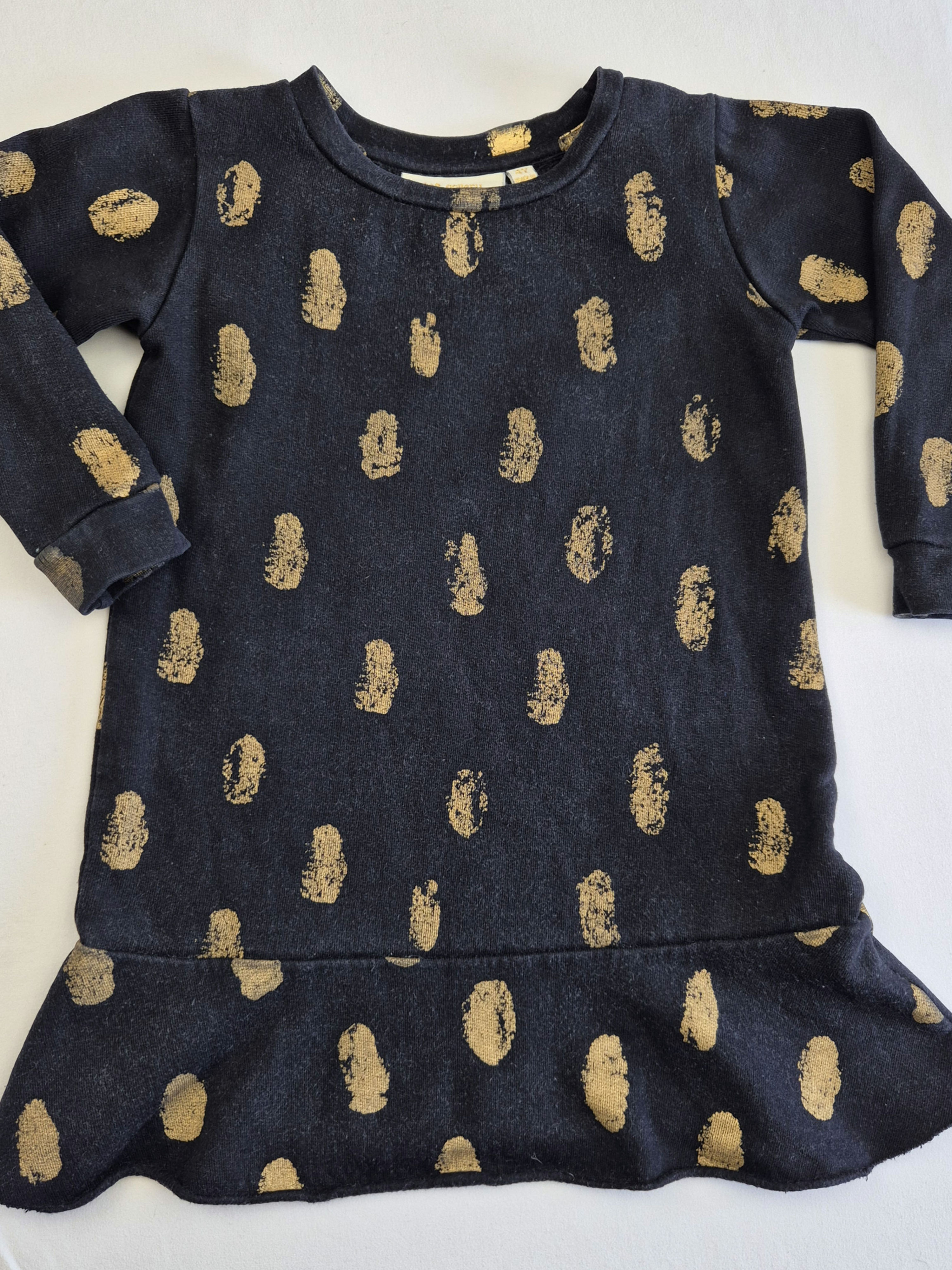 Zwart/Gouden Sweatdress/Tuniek | Soft Gallery | Maat 4jr (92/98)