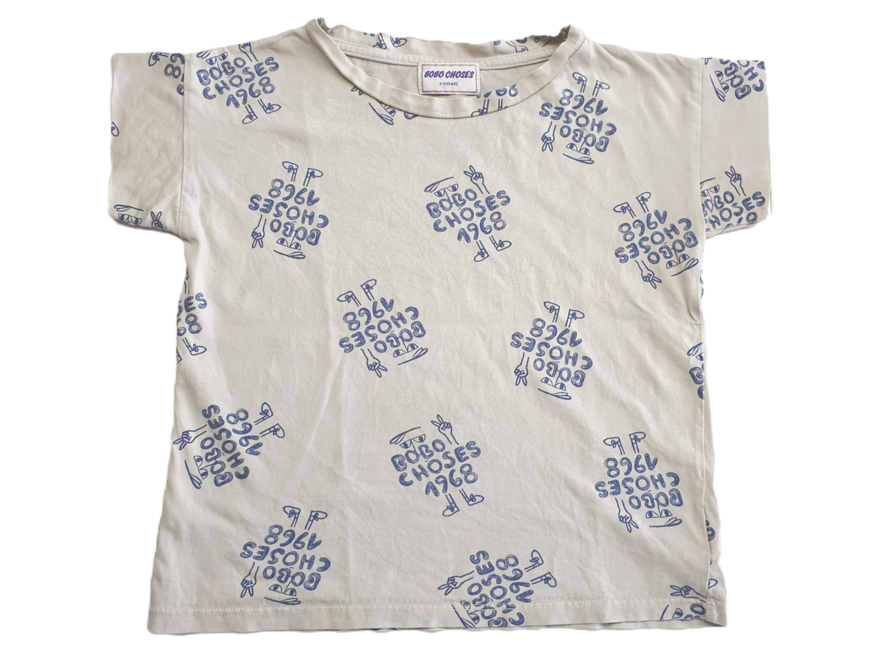 Grijs/Beige Tshirt met Print | Bobo Choses | Draagmaat 104/110