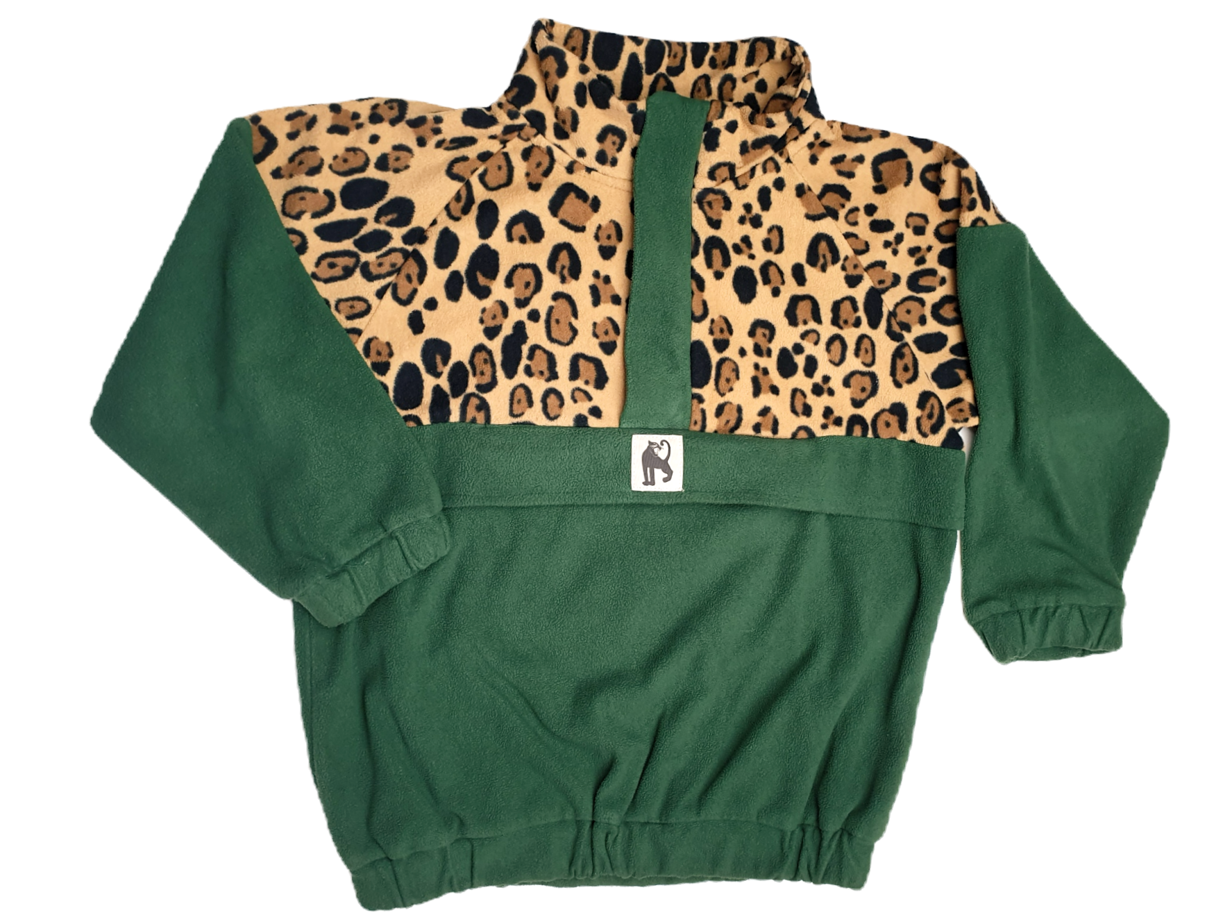 Groene/Leopard Fleece Trui | Mini Rodini | Maat 104-110